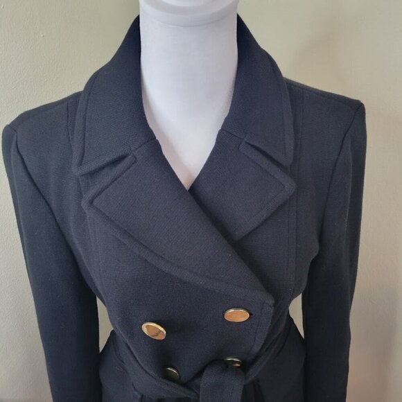 INC Ki Black Double Breasted Belted Trench Coat Jacket Women's Size XS - Picture 8 of 14